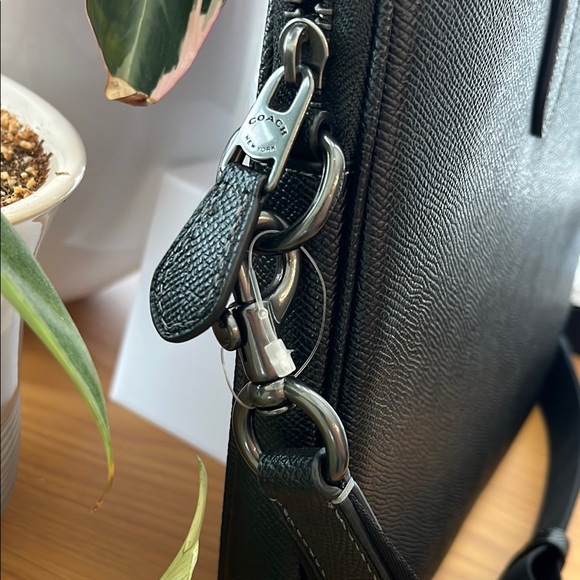 Coach Black Leather Crossbody Briefcase with Gunmetal Hardware NWT - Picture 4 of 12